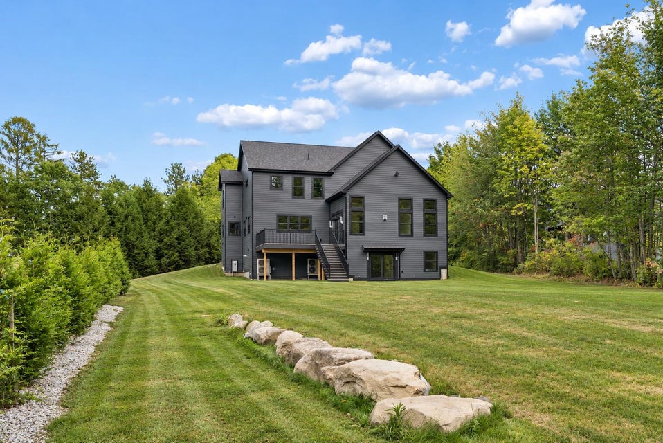 Exterior Rear Aerial of the Meadow House in Falmouth, Maine