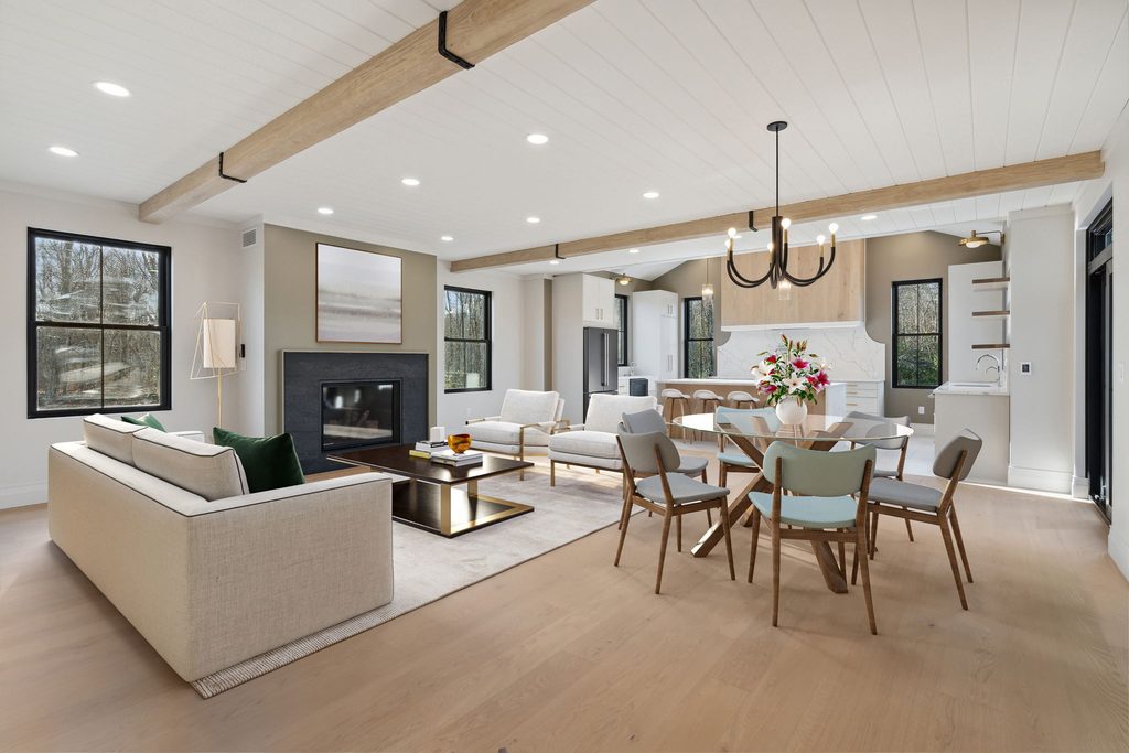 Staged Living Room of Ridge House in Falmouth, Maine