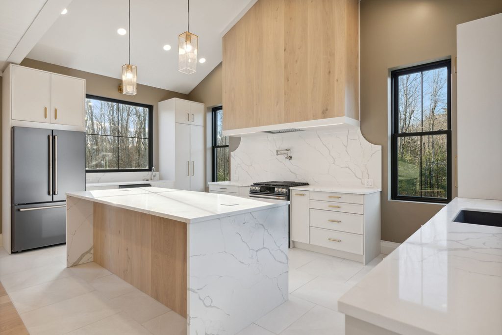 Side kitchen view of Ridge House in Falmouth, Maine