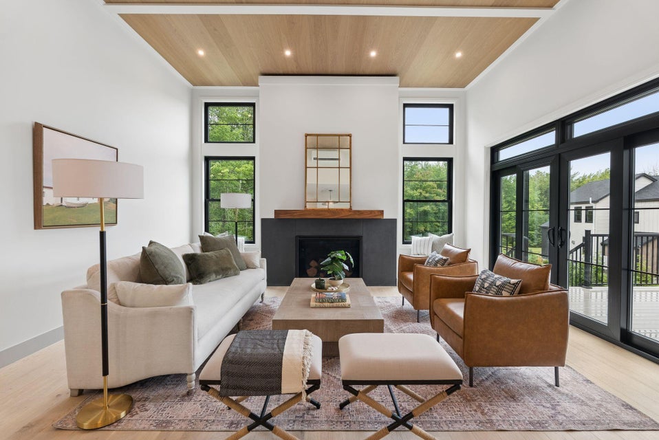 Living Room Staged at the Meadow House in Falmouth, Maine