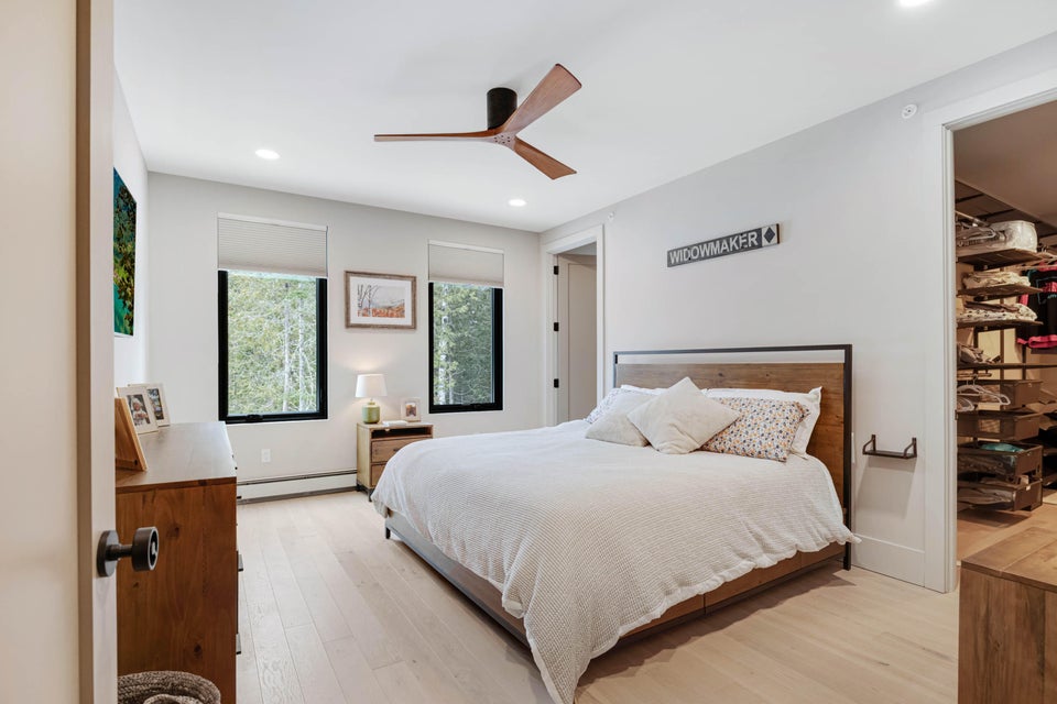 Upstairs Primary bed at the Mountain House in Carrabassett Valley, Maine