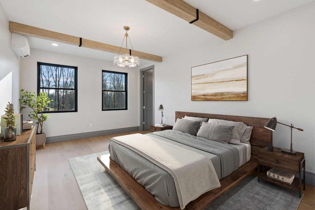 Primary bedroom of Ridge House in Falmouth, Maine